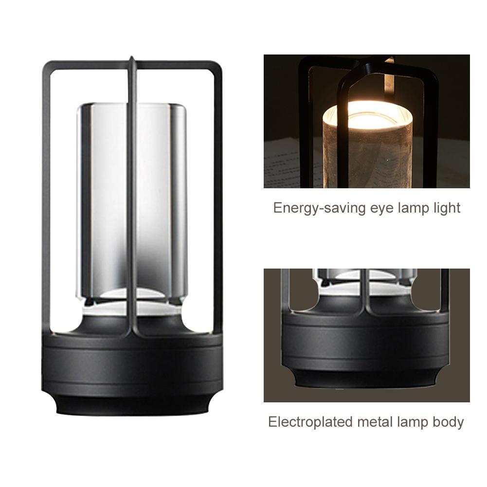 LED Cordless Table LampTouch Dimming Nordic Metal Desk Lamps Outdoor Camping Atmosphere Light Restaurant Creative Night Lights