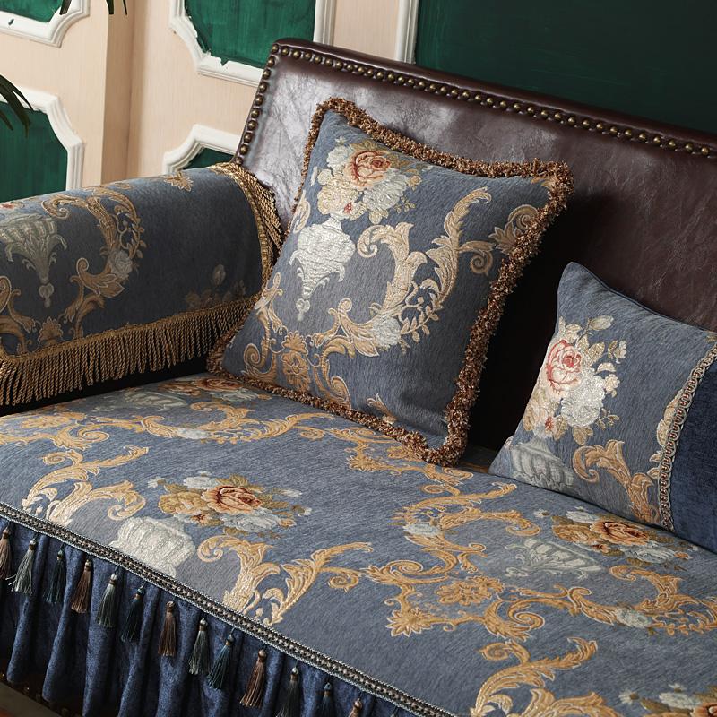 Luxusní žinylková pletená potahovka, protiskluzové prošívání, potah sedáku pohovky do obývacího pokoje, žakárový embosovaný potah na pohovku