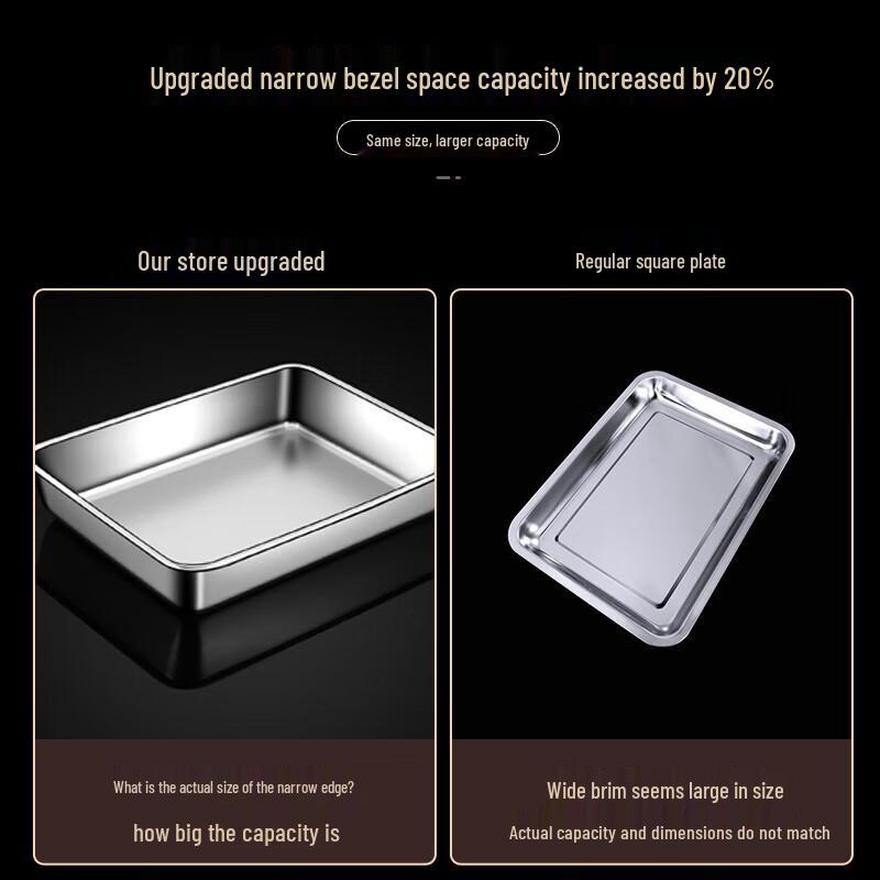 Stainless Steel Rectangular Shallow Serving Tray