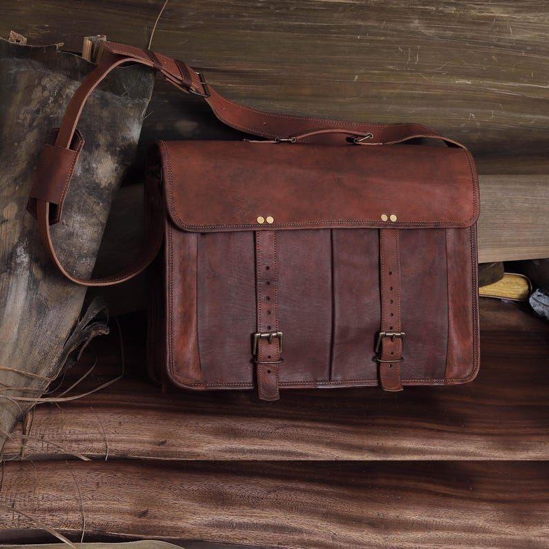 Leather Messenger Bag Laptop Bag for Men and Women Office School Bag Personalized Gift Bag Crossbody Bag Satchel Shoulder Bag Christmas Gift