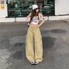Spring Summer Vintage Saber Cut Relaxed Drape Scythe Wide Leg Denim Pants For Women Casual Pants Oversize Denim Trousers