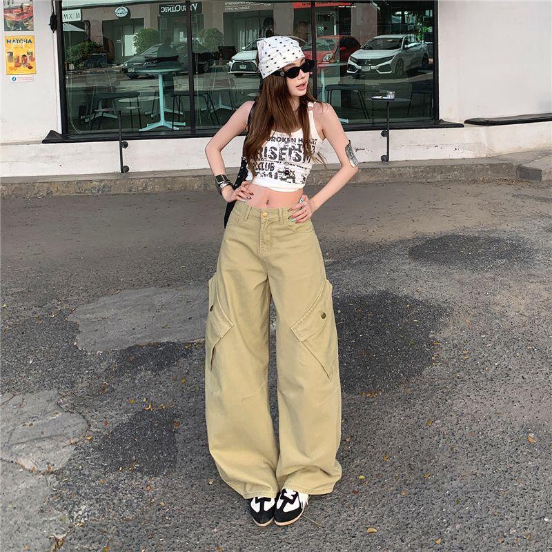 Spring Summer Vintage Saber Cut Relaxed Drape Scythe Wide Leg Denim Pants For Women Casual Pants Oversize Denim Trousers