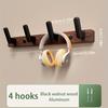 Multi-Purpose 3/4 Hooks Wooden Wall Hook, Walnut Clothes & Hat Hanger for Door, Bathroom & Fitting Room