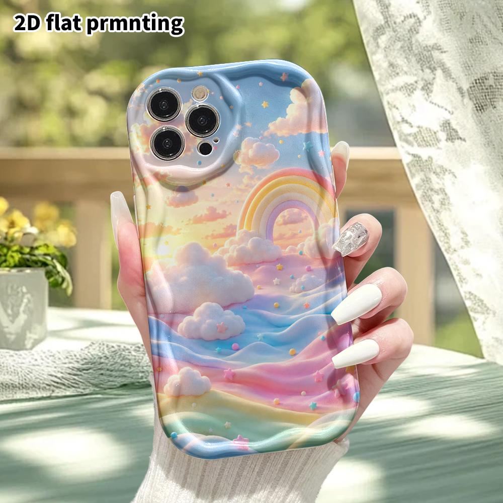 Phone Case: 2D Flat Design Suitable for iPhone 18 17 16 15 14 13 Pro Protective Case, Dreamy Sky, Perfect Christmas and Halloween Holiday Gift