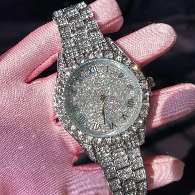 Luxus Funkelnde Diamant Uhr Damen Marke Quarz Gold Armband Uhren Damen Zirkon Kristall Top Elegante Armbanduhr Uhr Geschenke