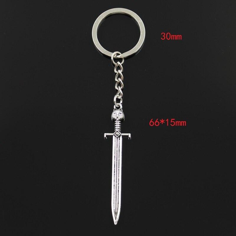 Fashion 30mm Breloc Metal Breloc Breloc Bijuterii Placat Bronz Antic Sabie Cat 66x15mm Pandantiv