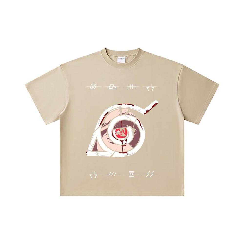 260 GSM Double Yarn 32 Count 100% Cotton Naruto V19 Sharingan Print Unisex Heavy Cotton T Shirt