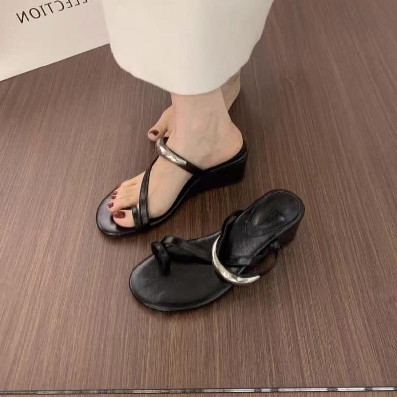 Fashion Women's High Heel Wedge Heel Sandals 2025 Summer Comfortable Mules Casual Cover Toe Wedge Outdoor Street Style Platform Slippers