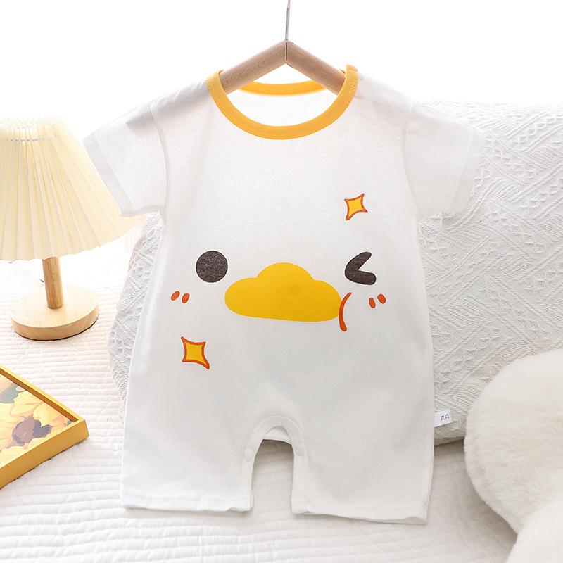 2026 Summer Kids O-Neck Short Sleeve Pajama-Rompers Baby Spring Short Crawling Clothes Cartoon Cotton Jumpsuit for Girl Boy