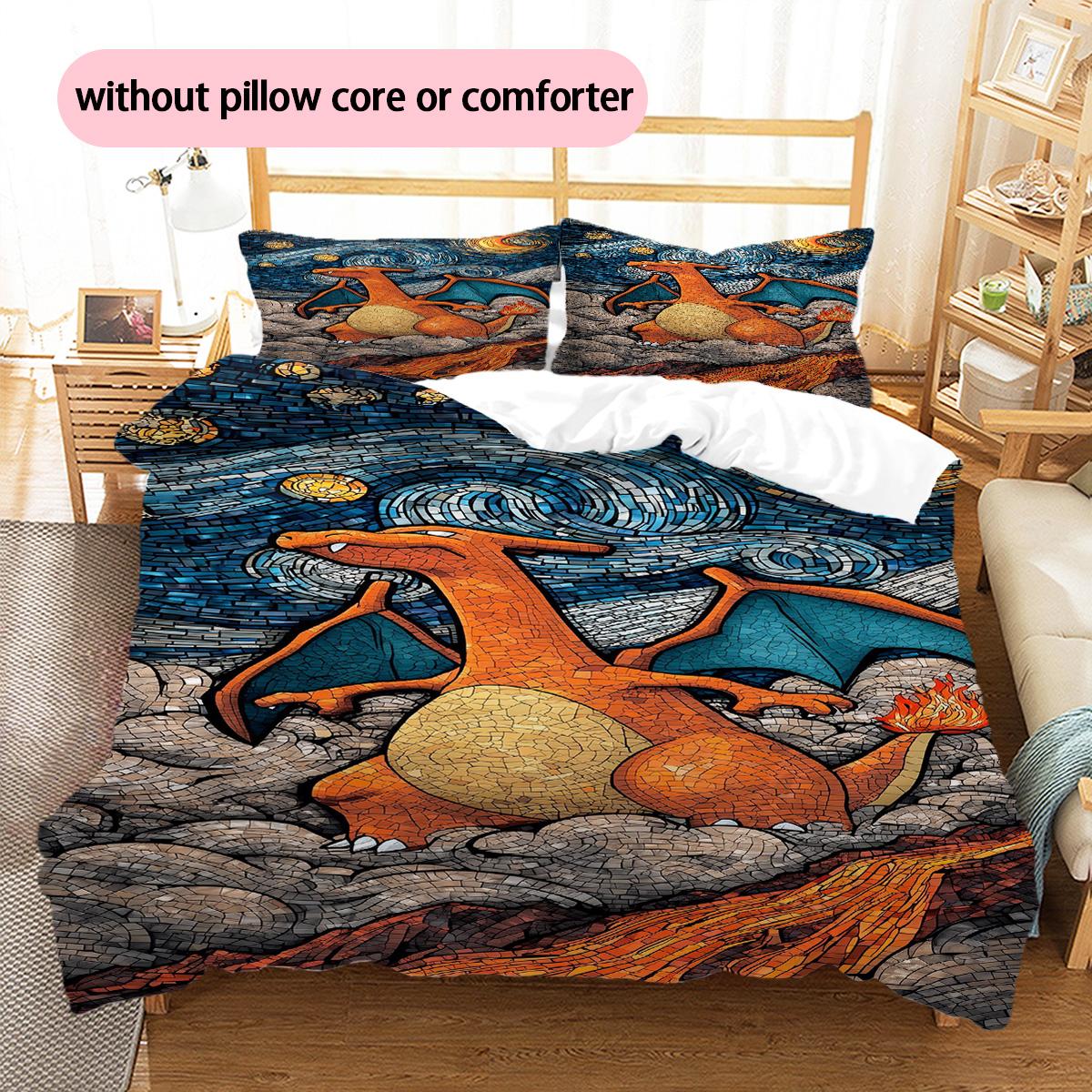 

Pokémon Pikachu Eevee Pattern Bedding Home Decoration Birthday Gift (1 * duvet cover + 2 * pillowcase, without core) 135x200cm