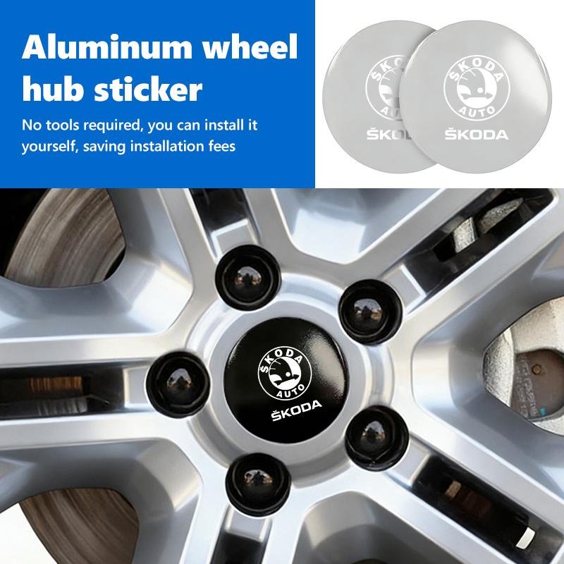 56mm 4pcs Car Wheel Center Hub Cap Badge Logo Sticker For Skoda Fabia 1 2 Octavia a7 RS Superb Rapid Yeti Karoq Vision