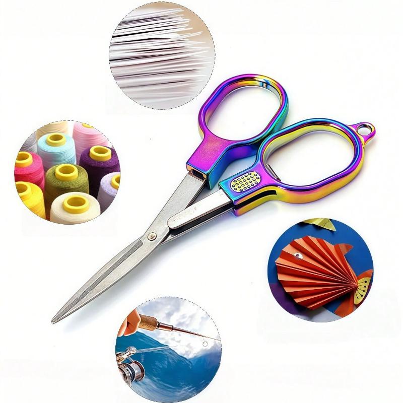 Double Circle Retro Folding Scissors Portable Small Scissors Carry Mini Private Fishing Travel Home Trumpet.