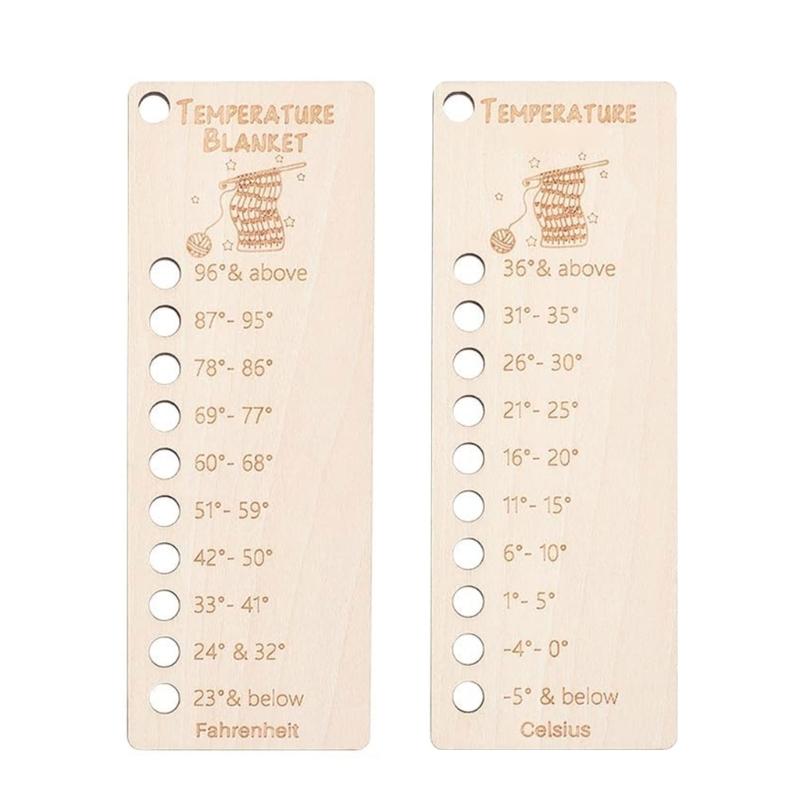 

Wood Temperature Blanket Wools Shade Organiser Cards Reusable Color Chart Blanket Planner for DIY Thread Crochet Project