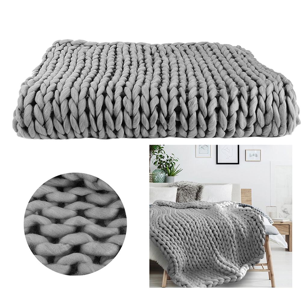 Les Trésors De Lily [R0036] - Acrylic Blanket 'Chunky Knit' Gray (knitting) - 150x120 Cm