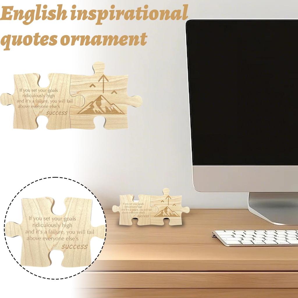 Wooden Puzzle Inspirational Decor – A Desk Ornament Featuring Motivational English Quotes