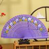 1Pc Chinese Style Double-Sided Folding Fan Hollow Double-sided Craft Gift Dancing Printing Wood Spanish Hand Fan Party Supplies