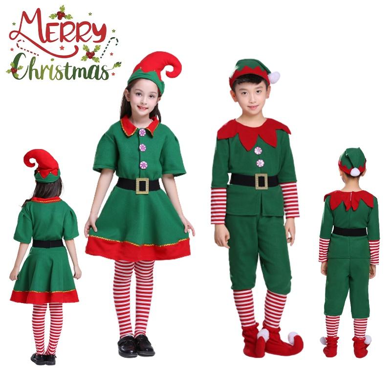 Premium Kids Christmas Elf Fancy Dress Set For Xmas Parties Cosplay Role Play