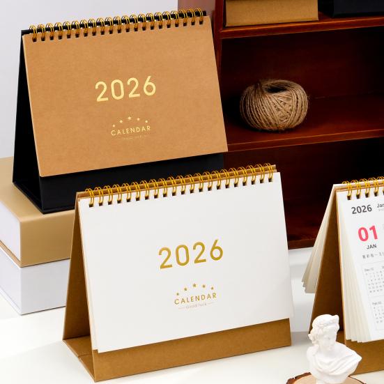 2026 تقويم مكتبي نمط ريترو ورق سميك مخطط إدارة الوقت للمنزل والمكتب والمدرسة يومي