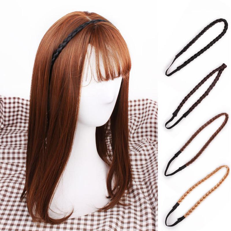 1Pc Headwear Elastic Hair Accessories Personality Plaited Headband Fashion Simulation Synthetic Hair Double Braided Hair Band