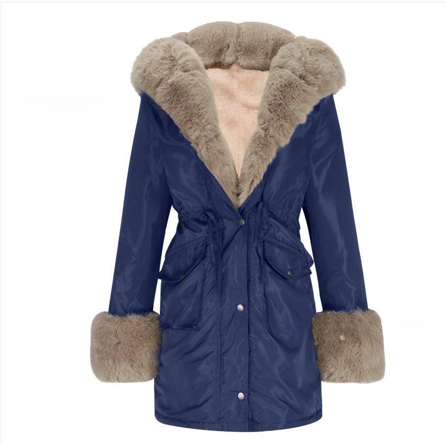 

Снежная одежда Длинные парки Зимняя куртка Женская с меховым капюшоном Одежда Женская меховая подкладка Толстое зимнее пальто Женская верхняя одежда XXXL
