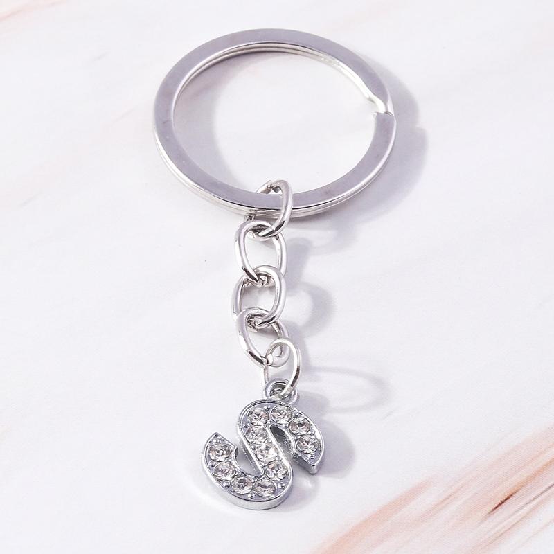 Fashion Initial 26 Letters A-Z Alphabet Keychain Rhinestone Key Ring Pendants for Car Key Bag Decor Charms DIY Accessories