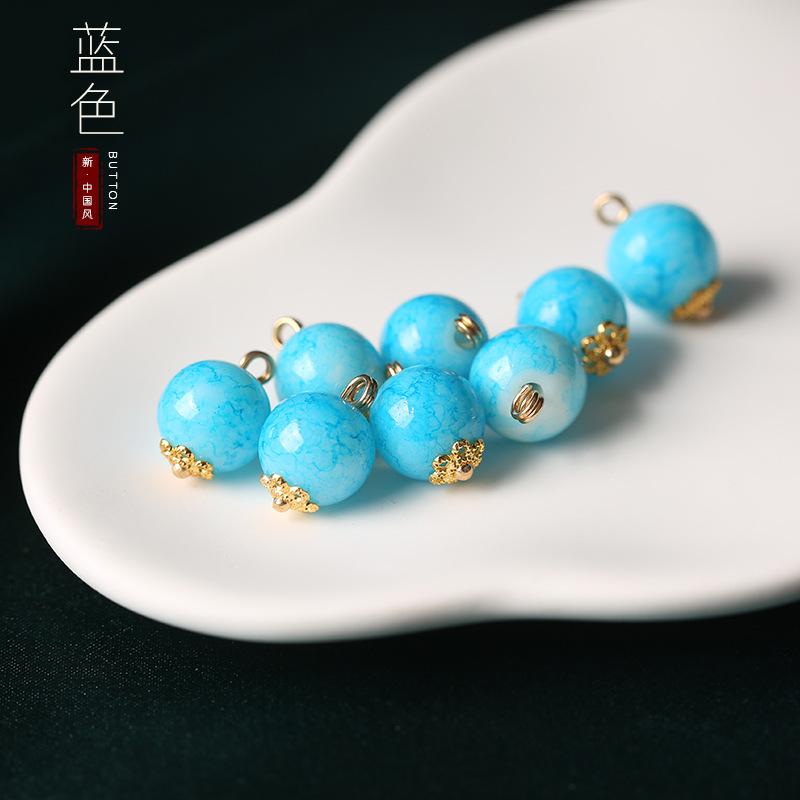 

Имитация нефрита Пуговицы в китайском стиле Дисковые пуговицы Ципао Тан Стиль Пуговицы Ханфу Новая китайская блузка Верх Стеклянные пуговицы Blue 10mm