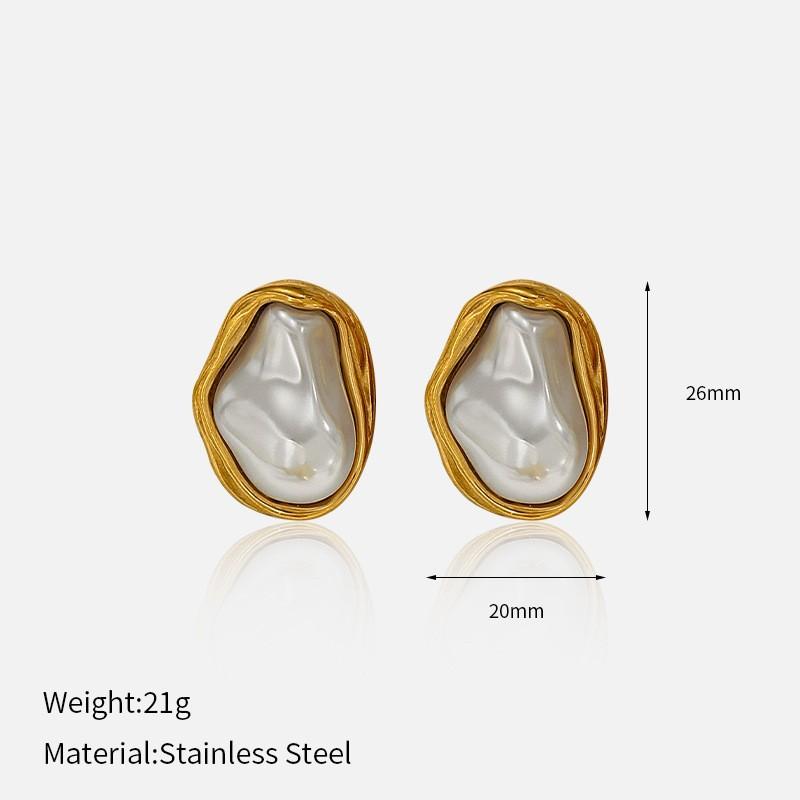 Hot-selling new ins wind titanium steel stud earrings in Europe and America, high-end trend wind stainless steel earrings, electroplated 18K gold jewe