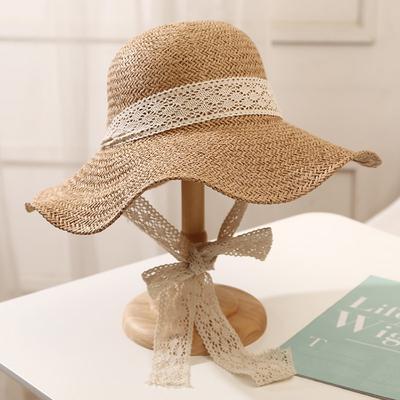 JYL DIY Woven Straw Hat Women Summer Lace Foldable Beach Sun Hat Straw