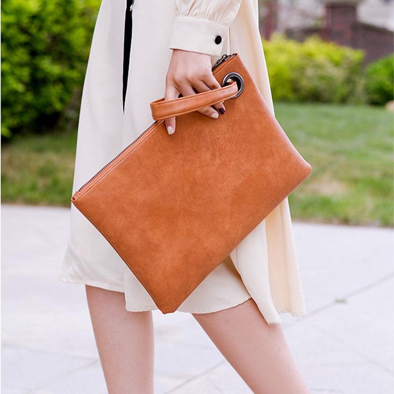 Fashion Handbags Women Soft PU Leather Daily Clutch Bag Ladies Evening Envelope Bag Portable Female Wristlet Purse Cellphone Bag