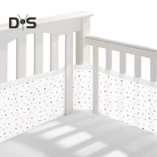Breathable Mesh Crib Liner with Double-Sided Straps Baby Crib Safety Mesh Barrier Easy Installation Limb Protection Crib Bumper