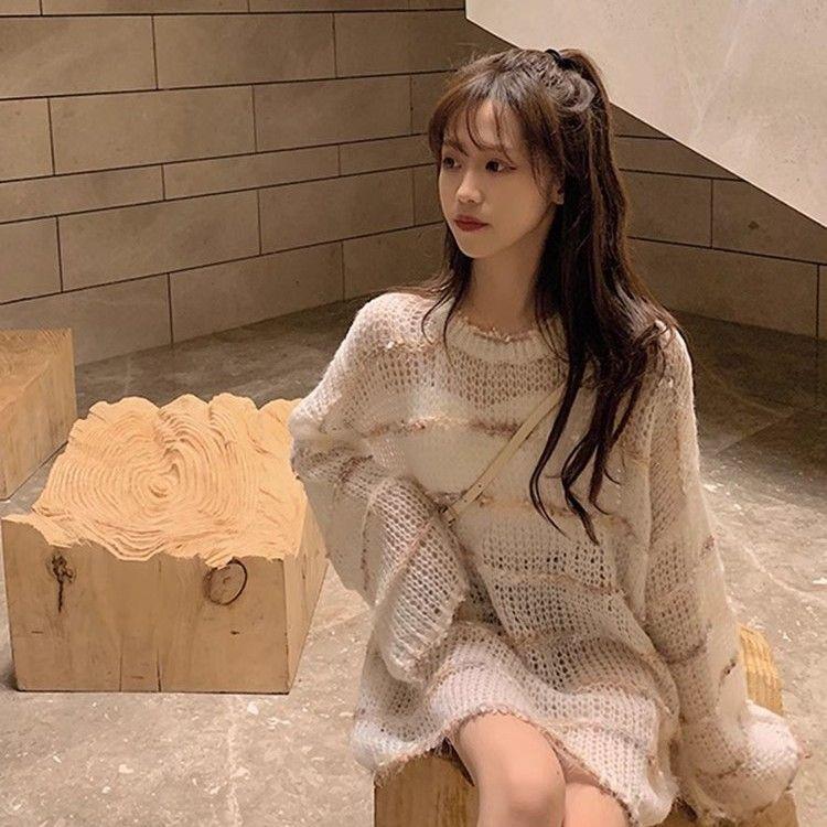 

Весеннее свободное и ленивое шерстяное платье средней длины, женский тонкий вязаный свитер, открытая верхняя часть, накидка L recommends 110-65kg абрикосовый