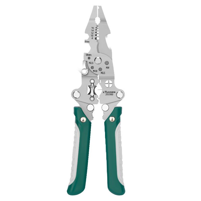 Tuosen Electrician's Multi-Tool: Foldable Wire Strippers, Cutters, and Crimping Pliers