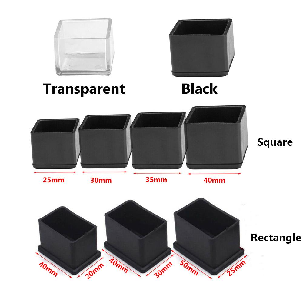 8Pcs Square/Rectangle Silicone Chair Leg Caps Table Cover Feet Pads Wood Floor Protectors Furniture Table Non-Slip Covers Tools