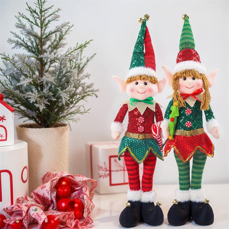 Standing Cloth Elf Figure  Fabric Doll For Christmas Party Table Decor Home Mantel Cozy Holiday Gift For Kids Couples