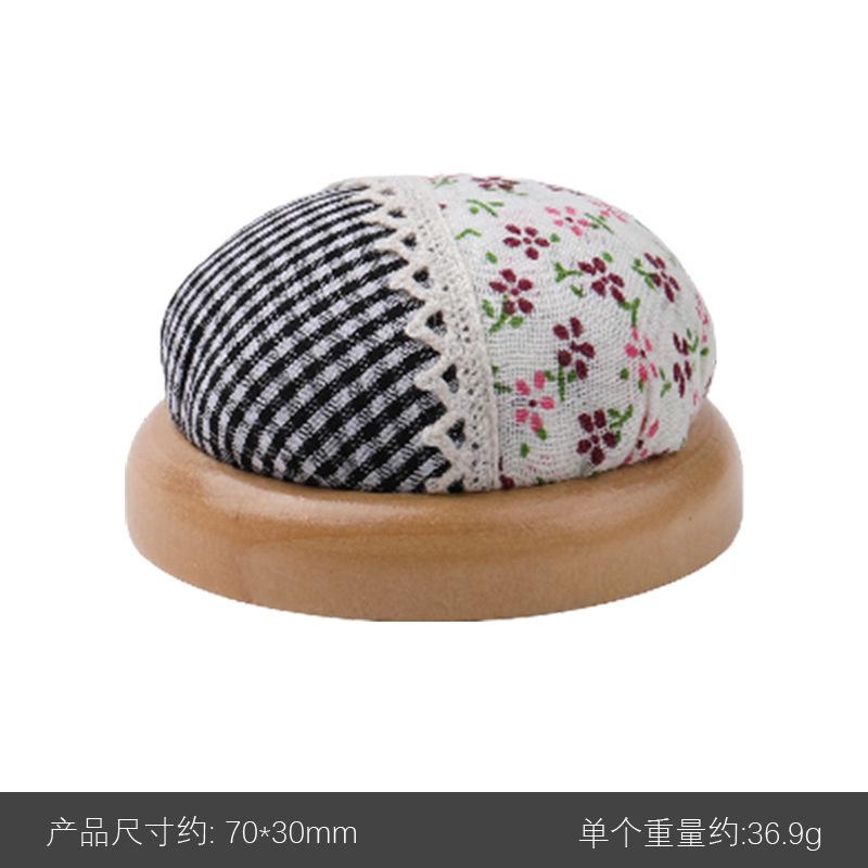 Rural Style Wooden Base Round Cute Cushions Pincushions Pin Cushion Pincushion Holder Needle Holders Pin Holders for DIY Craft