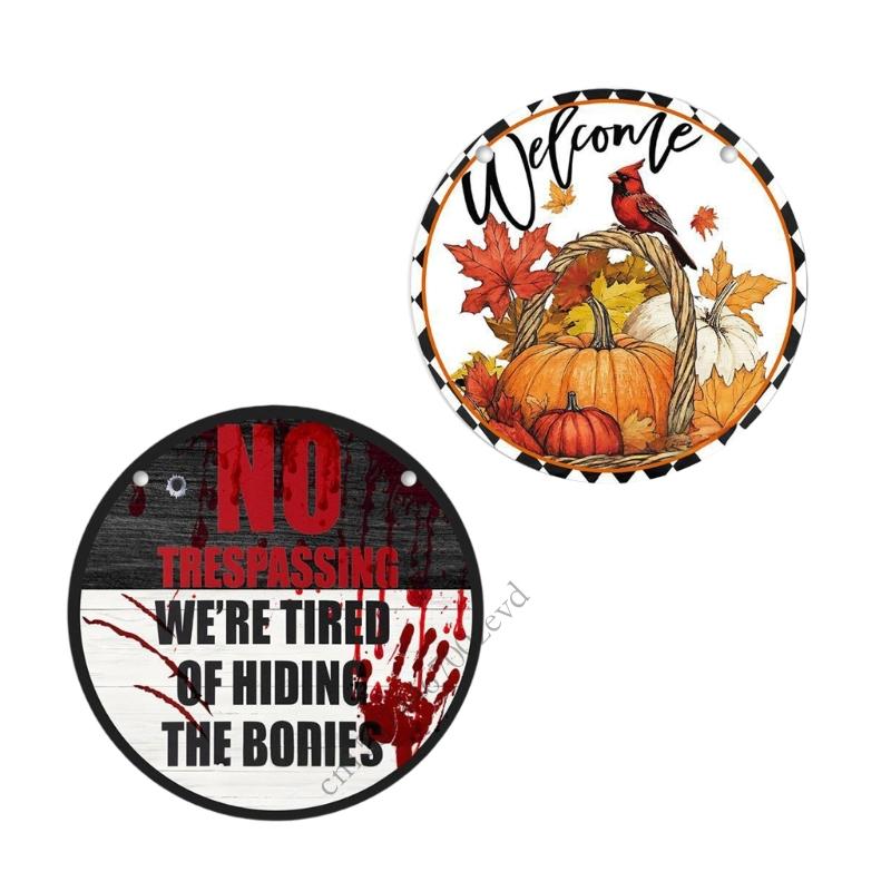 Halloween No Trespassing Wooden Hanging Sign Bloody Horror Front Door Plaque Decoration For Home Office Classroom Decors P9YB