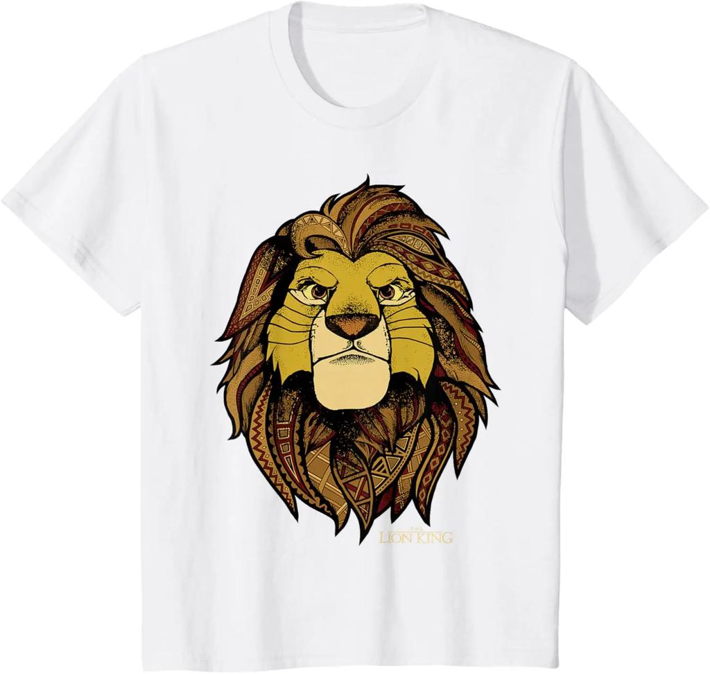 Hot Fashion The Lion King Simba Tribal King Distressed Portrait T-Shirt S-4XL Four Seasons Gift Unisex