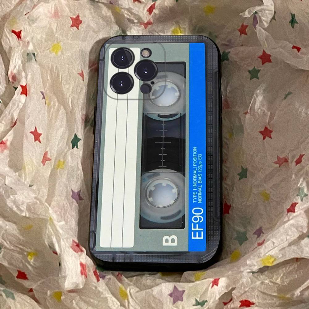 Vintage Music Tapes Cassette Phone Case Black Soft Silicone TPU Phone Case For IPhone 11 12 13 14 15 16 17 Pro Plus Mini Max