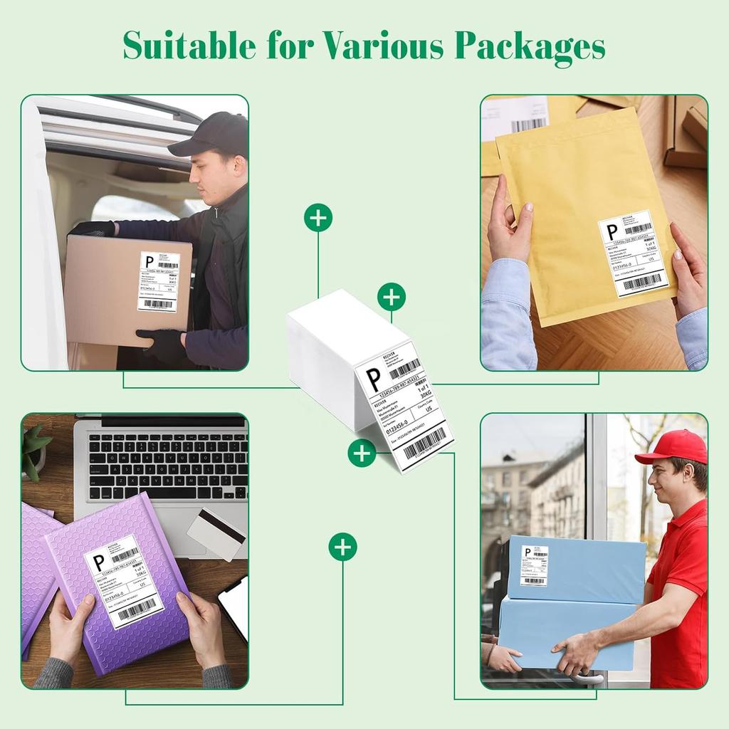 METRONIC Thermal Labels 4x6 200 Labels Fanfold Direct Shipping Label with Perforated and Strong Adhesive Mailing Stickers Paper Thermal Printer