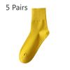 5 Pairs of Female Autumn and Winter Pure Color Cotton Sweat Absorbing Deodorizing Stockings