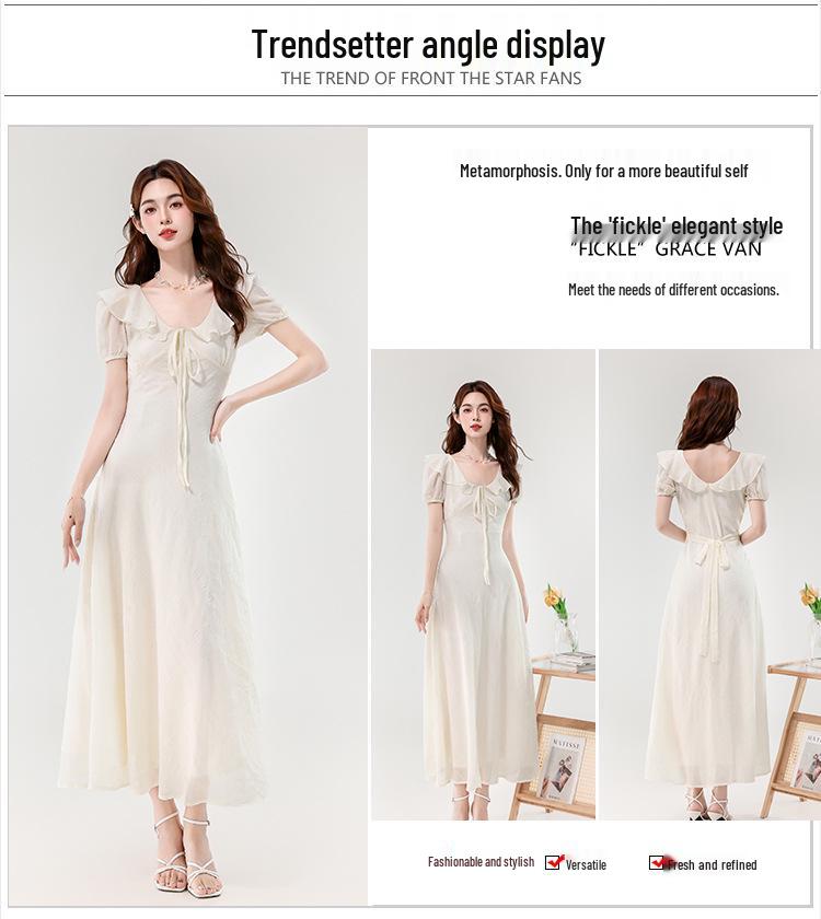 Elegant French Ruffle Dress - Slim-Fit Waist-Cinching Summer Style for Women
