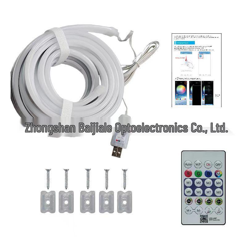 5V Flexible Neon LED Strip Light - Color-Changing, USB Bluetooth, Outdoor Waterproof, Horse Racing Model.