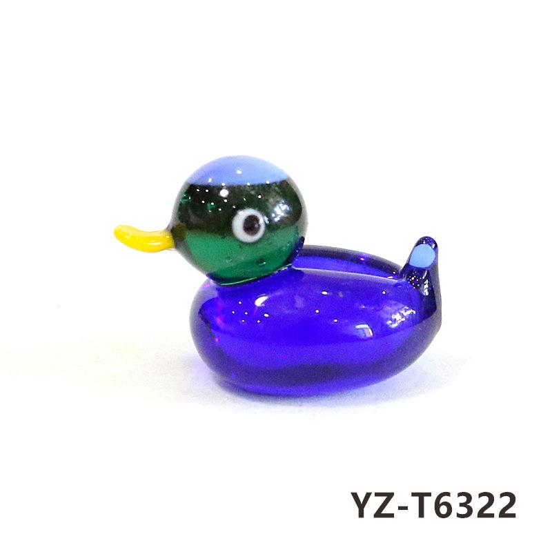 Colorful Cute Glass Duck Mini Figurine Craft Ornament Easter Animal Tiny Statues Home Table Micro Fairy Garden Decor Accessories
