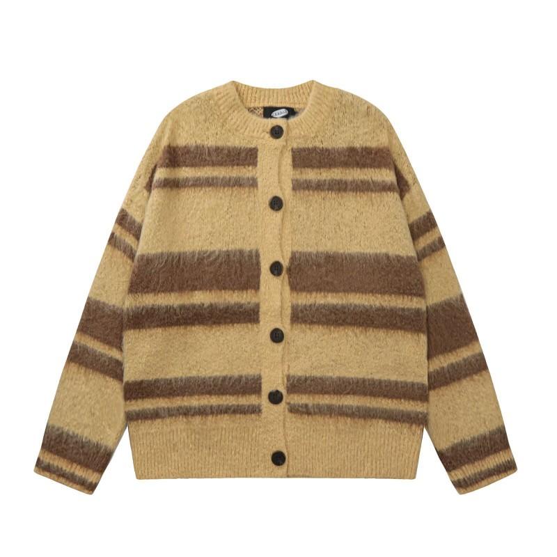 Unisex Oversized Knit Cardigan Sweater Striped Casual Long Sleeve Fall Outerwear Teens