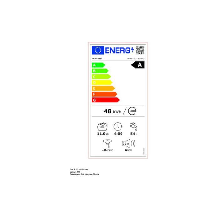 Machine à laver - Samsung - WW11DG5B25AEEC - 11 kg - 1400 tr/min - 60x80x102 cm - Multicolore - Niveau de bruit 72 dB