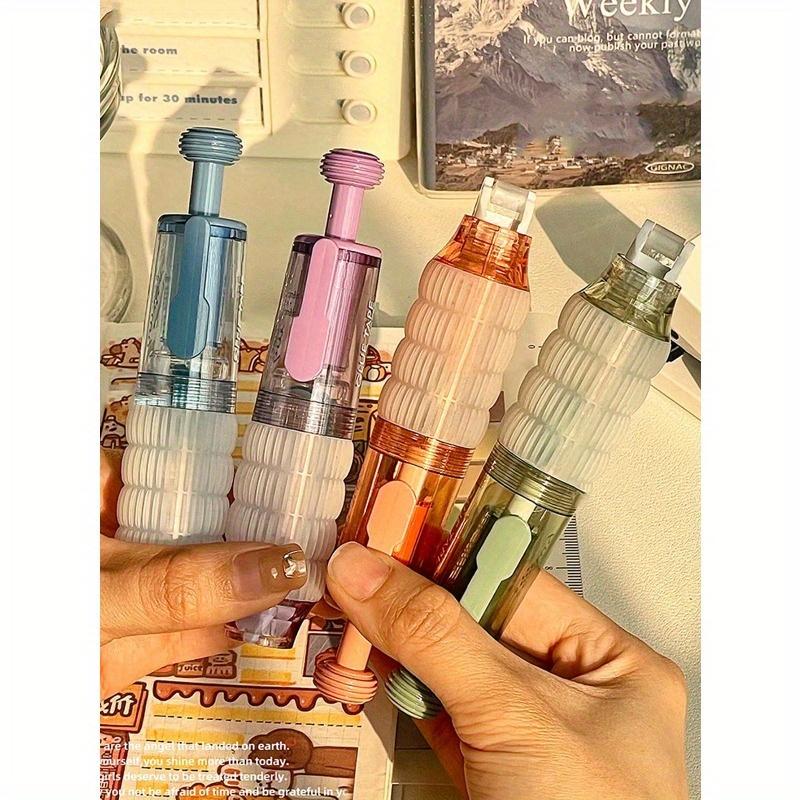 1pc 360° High Viscosity Rotating Press Gel Pen, Refillable, Large Capacity Dual-Sided Adhesive, Ins Style, For Students Back To School
