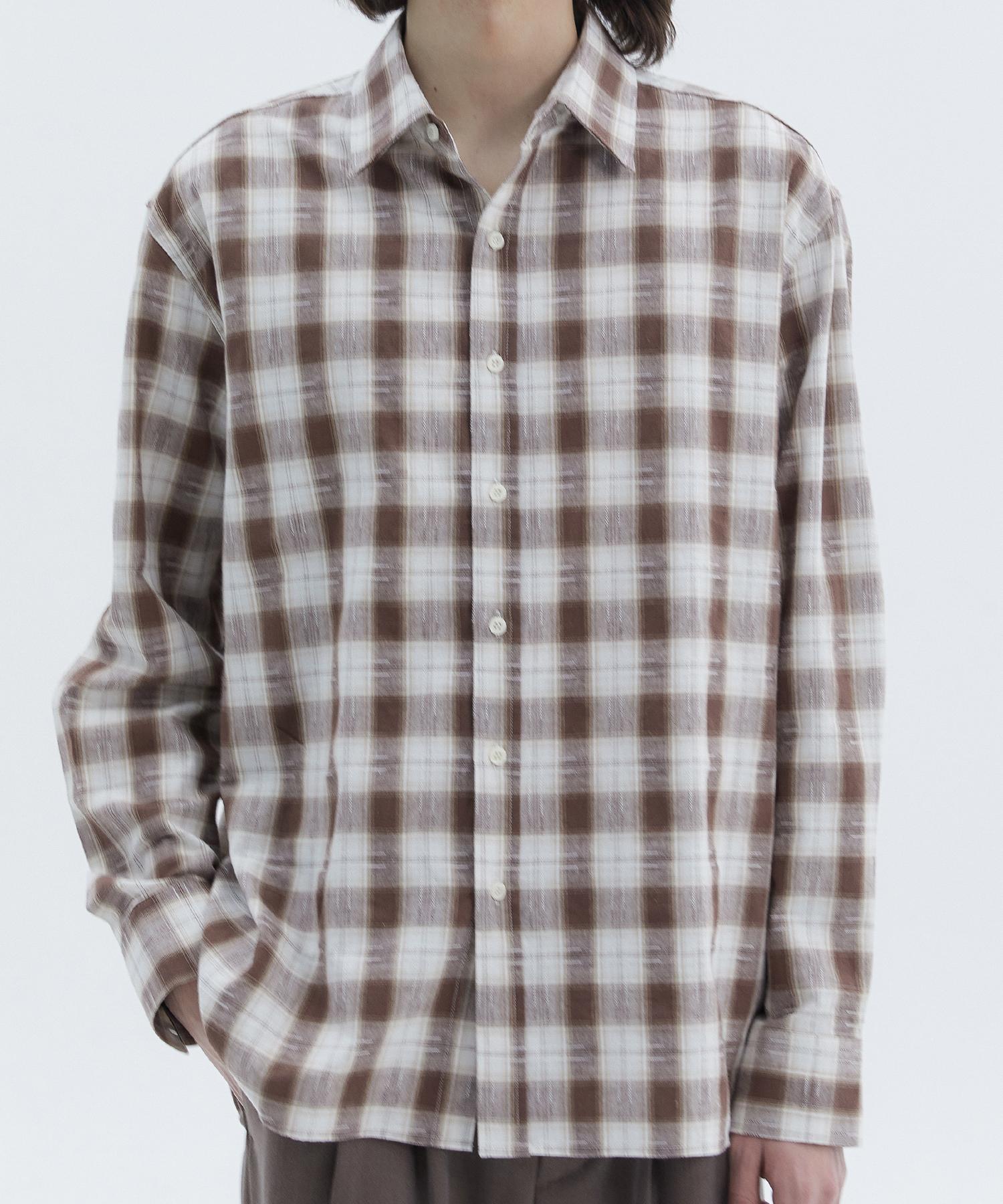 Triple Sense Stitch Plaid Check Shirt_Brown Brown/M