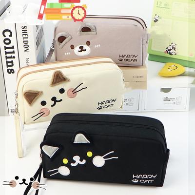 Cute Cartoon Kitten Pencil Case for Student Chic Lovely Cat Pencil Pouch Large Capacity Stationery Storage Bag Back To School