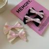 Sweet Pink Ribbon Bow Hairpin: New Korean Black Duckbill Clip for Girly Bangs