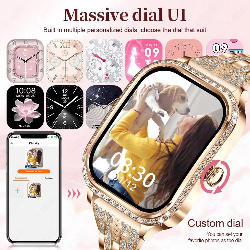 2025 New Smart Watch Women 1.75" HD Display Heart Rate Monitor IP68 Waterproof Sports Fitness BT Call Smartwatch For Lady Gift